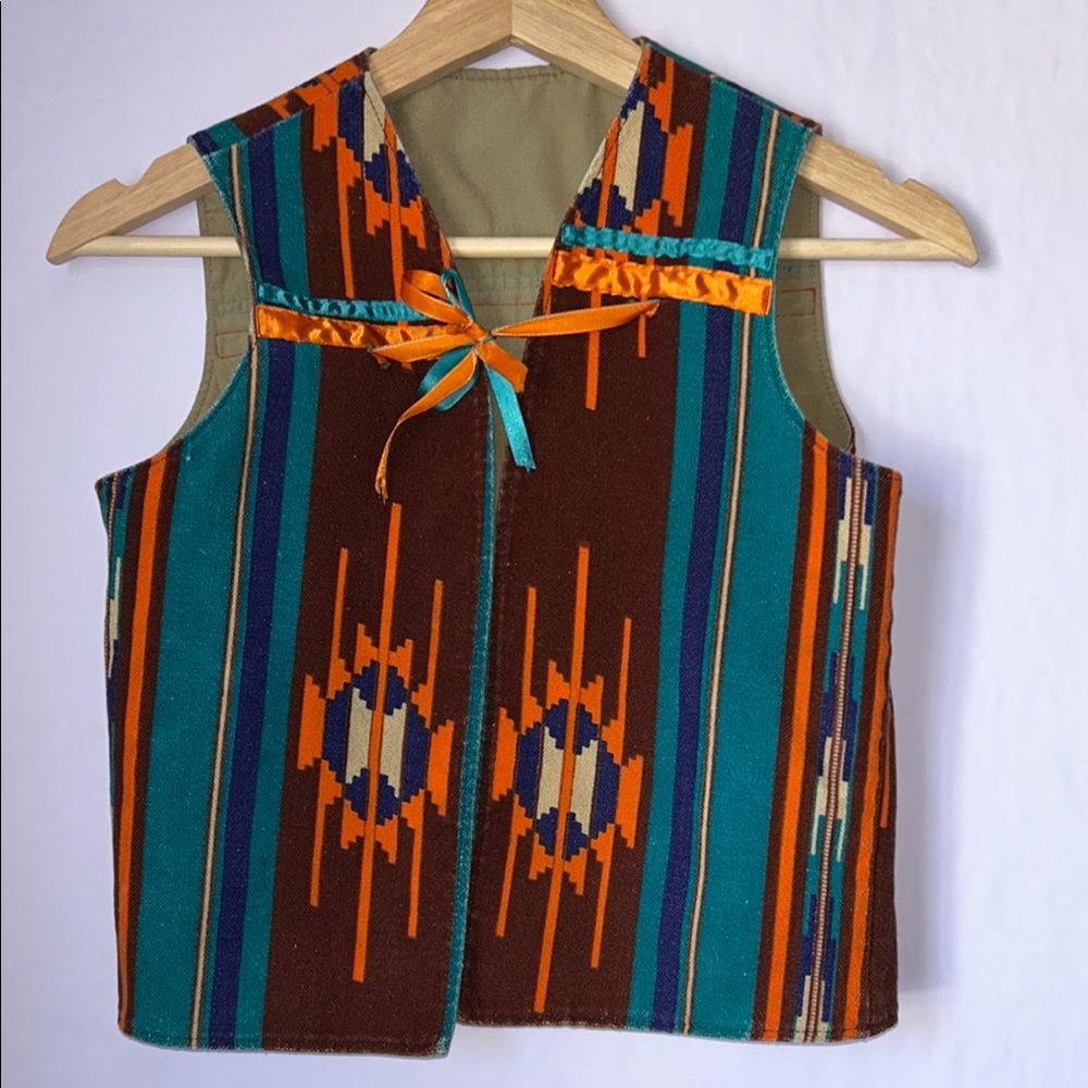 Girls Colorful Southwestern Western Vest Size 10/12 Handmade